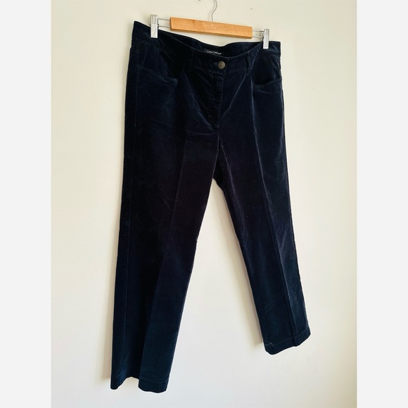 Luisa Cerano Velvet Straight Leg Trouser Pants in Navy Blue - Picture 3 of 7